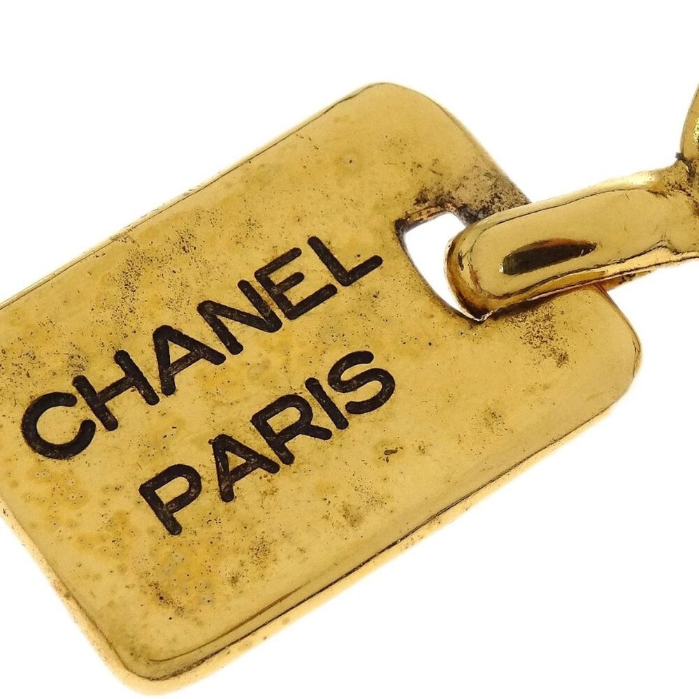 Chanel Dangle Clip-On Earrings Rectangle Rhombus Gold 2448 154845 - Picture 2 of 8